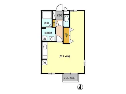 ヴィラセスト(ワンルーム/2階)の間取り写真