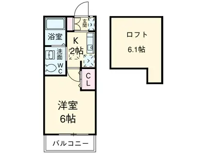カーサドマーニ(1K/1階)の間取り写真