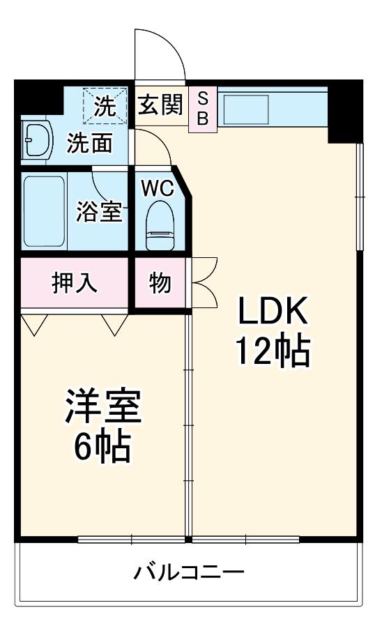 レイクコート富塚(1LDK/2階)の間取り写真