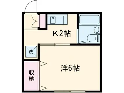 シャトルハイム白鳥(1K/2階)の間取り写真