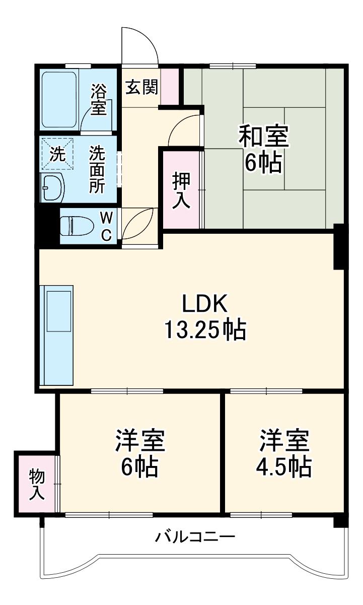 荒井第3ビル(3LDK/1階)の間取り写真