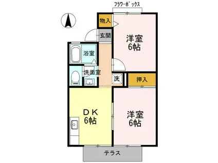 コーポシャルマン(2DK/1階)の間取り写真