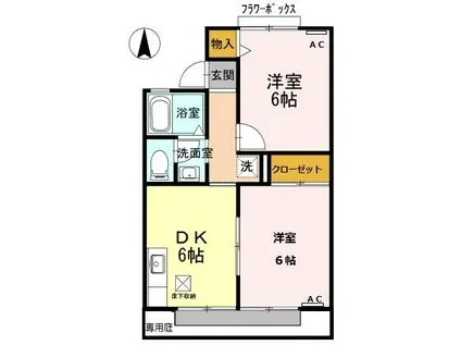 コーポシャルマン(2DK/1階)の間取り写真