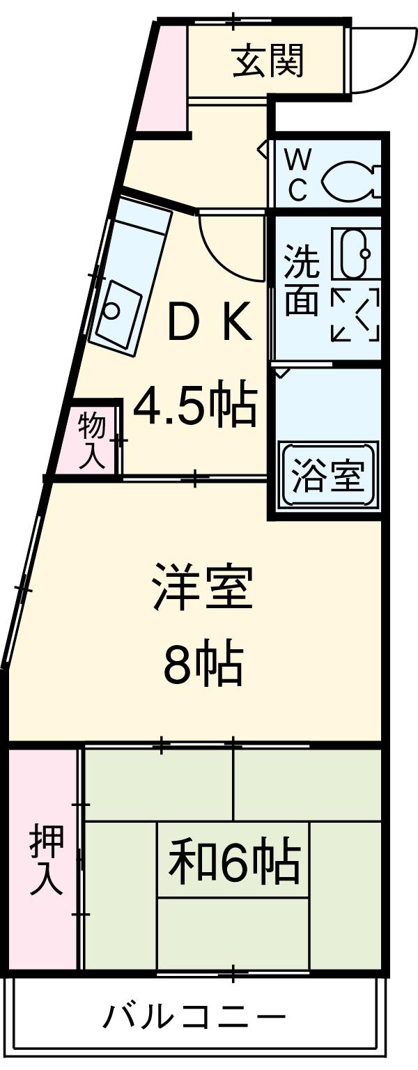 はやし第三ビル(2DK/2階)の間取り写真