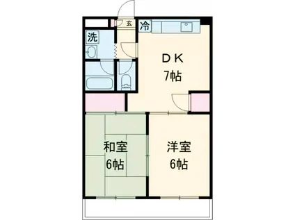 サンテラス司(2DK/2階)の間取り写真