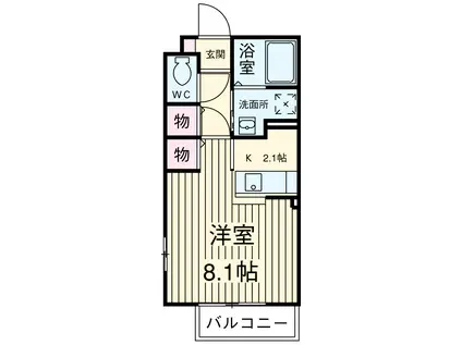 ラフィネA(1K/2階)の間取り写真