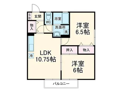 サンライズ フジ(2LDK/2階)の間取り写真