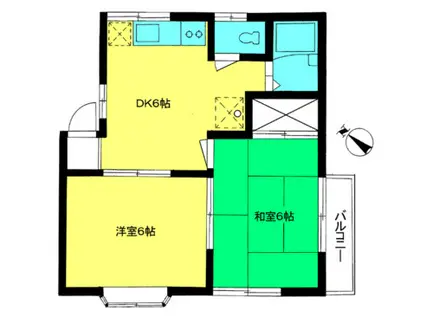 メゾン本町 A棟(2DK/1階)の間取り写真