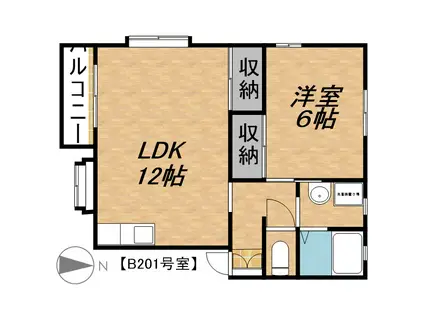 チェリー佐鳴B(1LDK/1階)の間取り写真