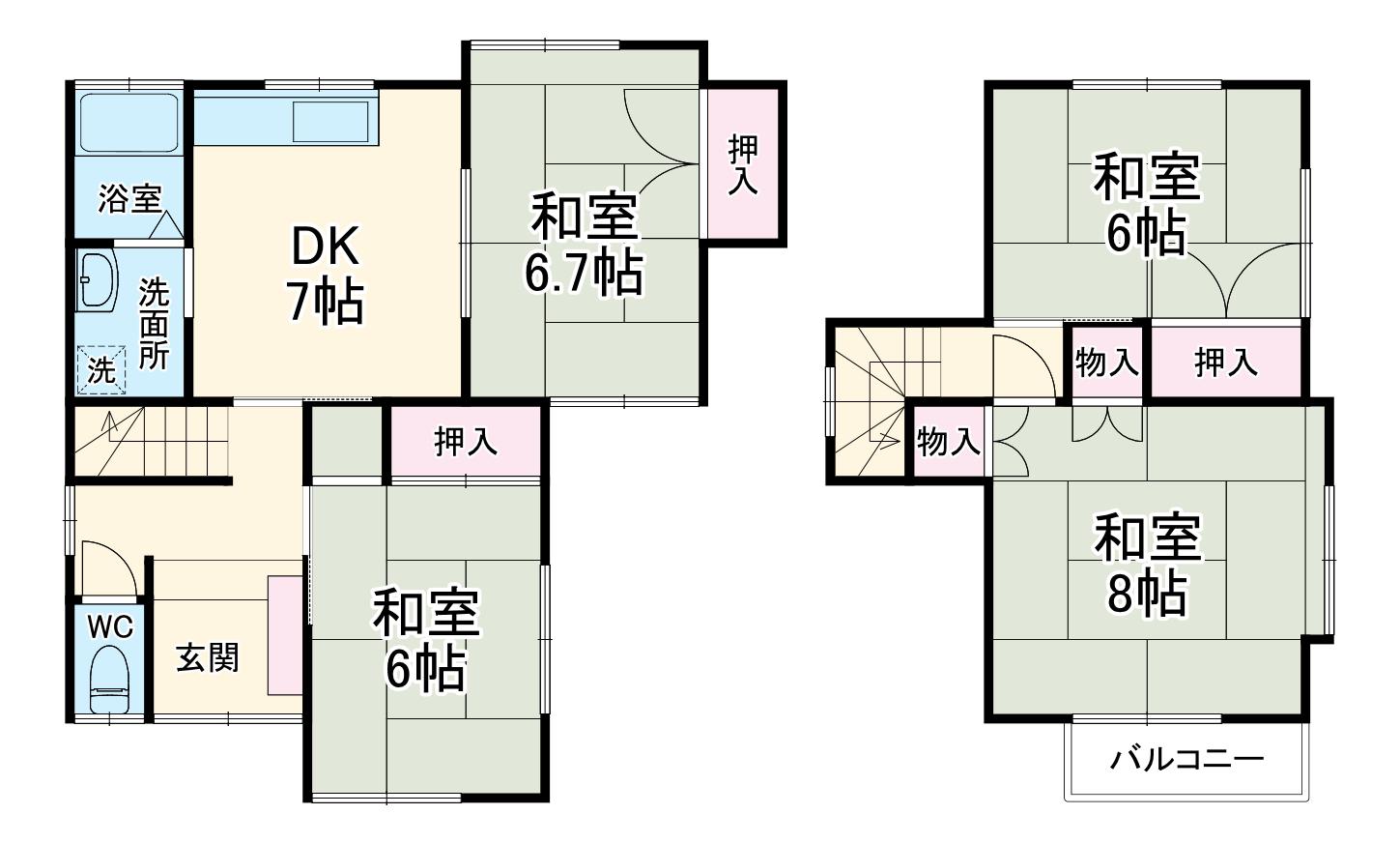 遠州鉄道 遠州病院駅 徒歩32分 2階建 築39年(4DK)の間取り写真