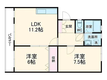 ツチヤハイツⅢ(2LDK/1階)の間取り写真