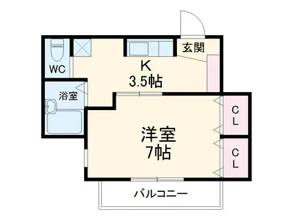 プロヴァンス日吉(1K/2階)の間取り写真