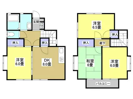 遠州鉄道 遠州病院駅 徒歩40分 2階建 築33年(4DK)の間取り写真