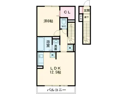 グランモア千歳烏山(1LDK/2階)の間取り写真