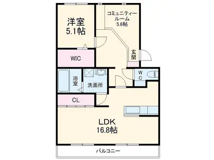 RE・ALLOT東若林(1LDK/1階)の間取り写真