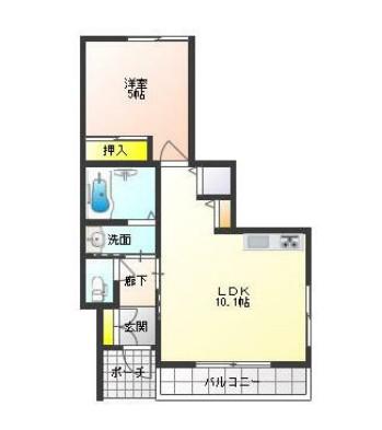アポロ富藤Ⅲ(1LDK/1階)の間取り写真