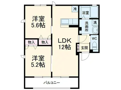 SKY-GS(2LDK/1階)の間取り写真