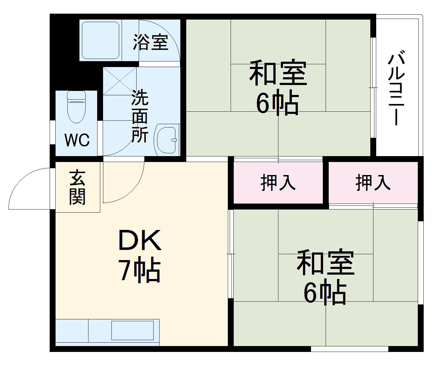 草野21号館(2DK/5階)の間取り写真