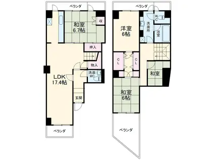植山ビル(3SLDK/8階)の間取り写真