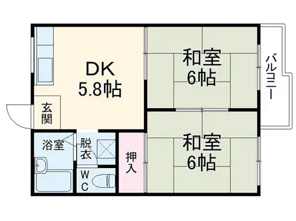 ピアシャンテ(2DK/1階)の間取り写真