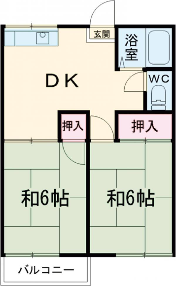 ファミーユ高倉(2DK/2階)の間取り写真