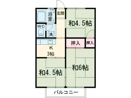 コーポ冨田 Ⅰ(3K/2階)の間取り写真