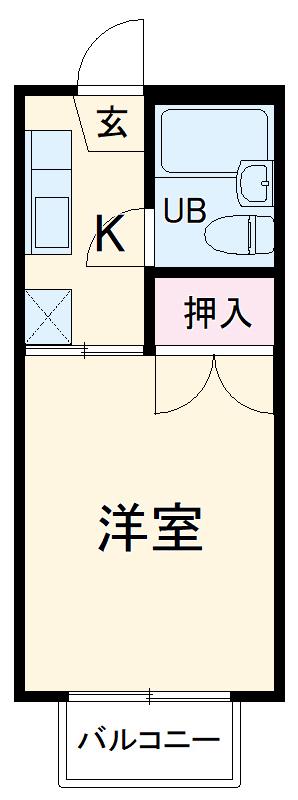 サマックスB棟(1K/2階)の間取り写真