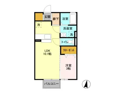 スカイブルー E(1LDK/2階)の間取り写真