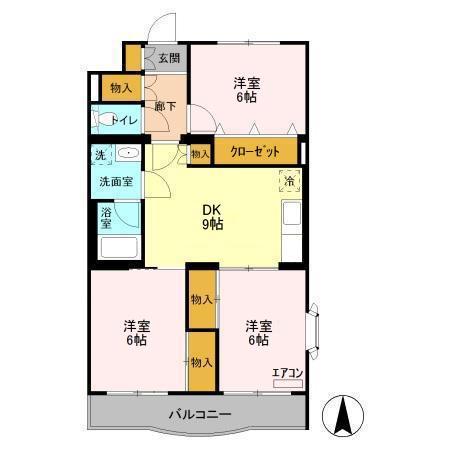 プラムマンション(3DK/1階)の間取り写真