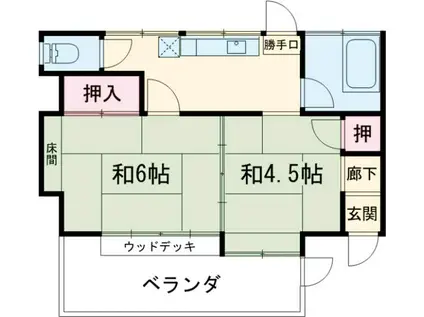 常磐線 水戸駅 徒歩21分 1階建 築45年(2K)の間取り写真
