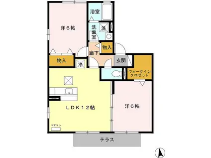 アークビレッジD(2LDK/1階)の間取り写真