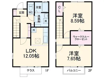 ドミール彩(2LDK)の間取り写真