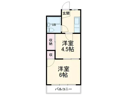 ドームプレイス(2K/2階)の間取り写真