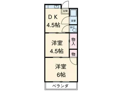 植園レジデンス(2K/2階)の間取り写真