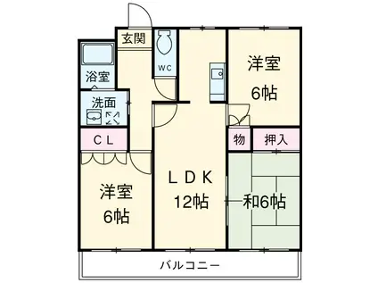 ドエル平和が丘(3LDK/4階)の間取り写真