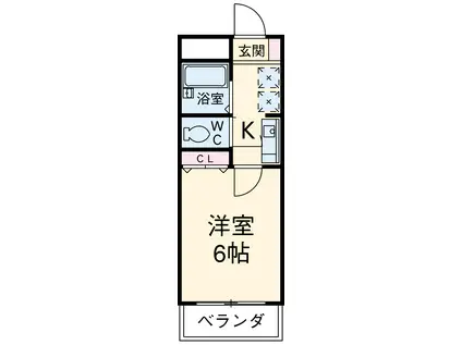 牧の里マンション(1K/2階)の間取り写真