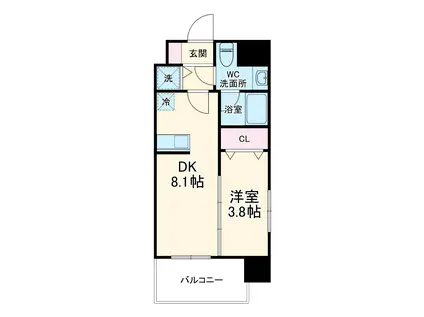 カレント茶屋が坂(1LDK/12階)の間取り写真