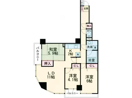 ライオンズプラザ青戸(3LDK/7階)の間取り写真