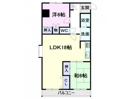 ユニーブル西山(2LDK/1階)の間取り写真