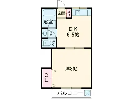 第2コーポ横田(1DK/2階)の間取り写真