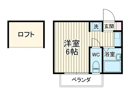 サザン宝蔵院B棟(ワンルーム/2階)の間取り写真
