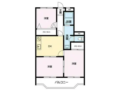 アサヤマンション(3DK/2階)の間取り写真