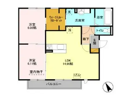 ヴィレッジ グリニッジⅢ(2LDK/2階)の間取り写真