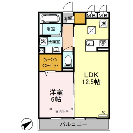 ラフォンテ弐番館(1LDK/2階)の間取り写真