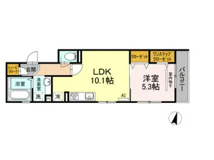 ヴィラ ウエストⅡ(1LDK/2階)の間取り写真