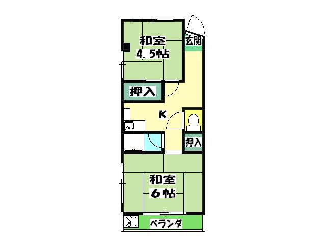 旭町マンション(2K/2階)の間取り写真