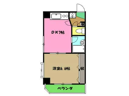 ユートピア日吉弐番館(1DK/2階)の間取り写真