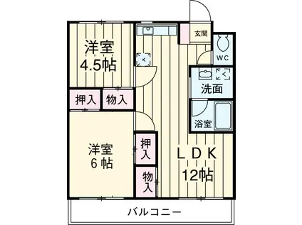 桶川中央マンション(2LDK/2階)の間取り写真