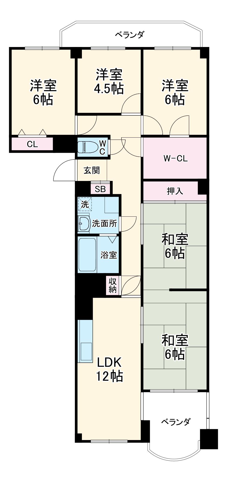 星ヶ丘アイリス北棟(5LDK/5階)の間取り写真