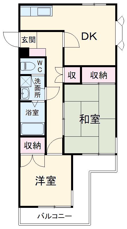 奈良町ハイツ(2DK/2階)の間取り写真